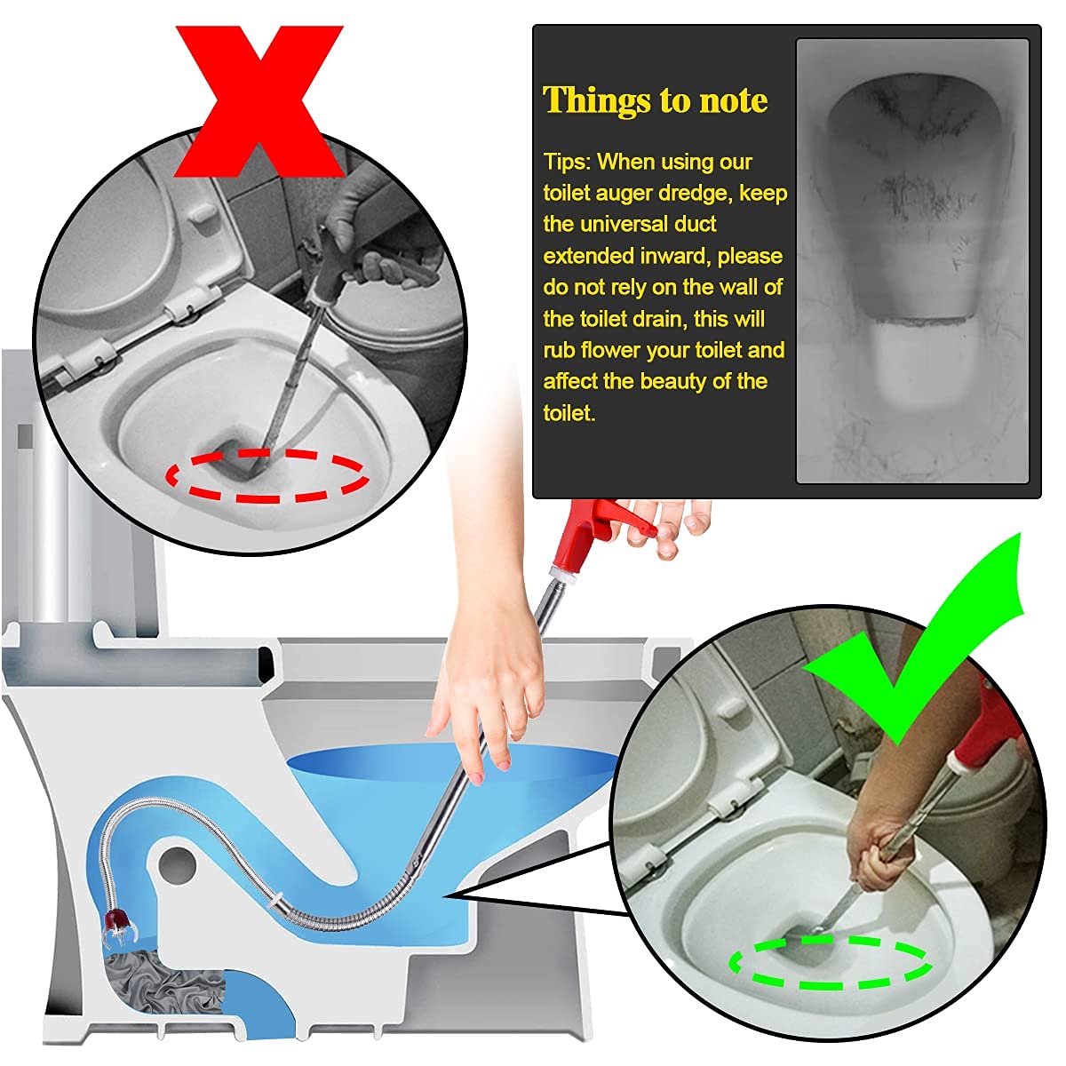 Toilet Snake, Toilet Auger, Toilet Clog Remover, Stainless Steel