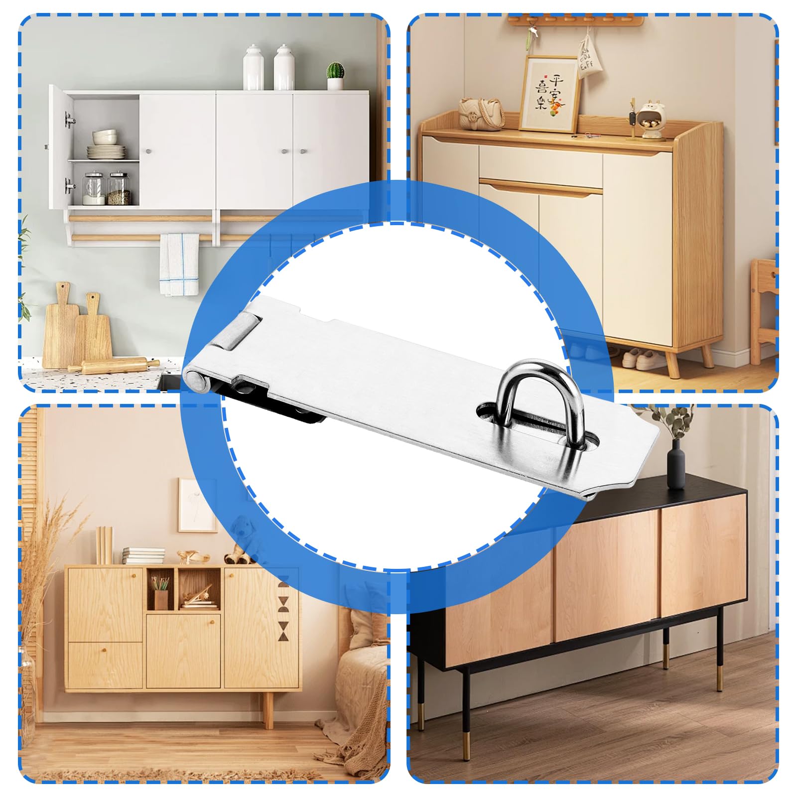 Cerradura de acero inoxidable 304 para cerradura de puerta de 5 pulgadas, cerradura de acero inoxidable con tornillos para jardín, puertas, armarios y 4 unidades