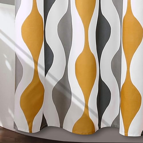 Miniatura 10 de Lush Decor Cortina de ducha Mid Century Geo, 72 x 72 pulgadas, azul y gris
