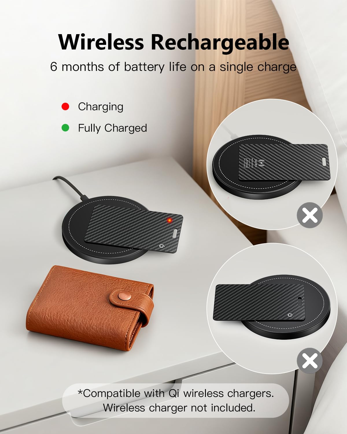 Smart Air Tracker Card Tag Ricaricabile Wallet Tracking Card Compatibile con Apple Dov'è, Localizzatore Portafoglio sottile 1,7 mm
