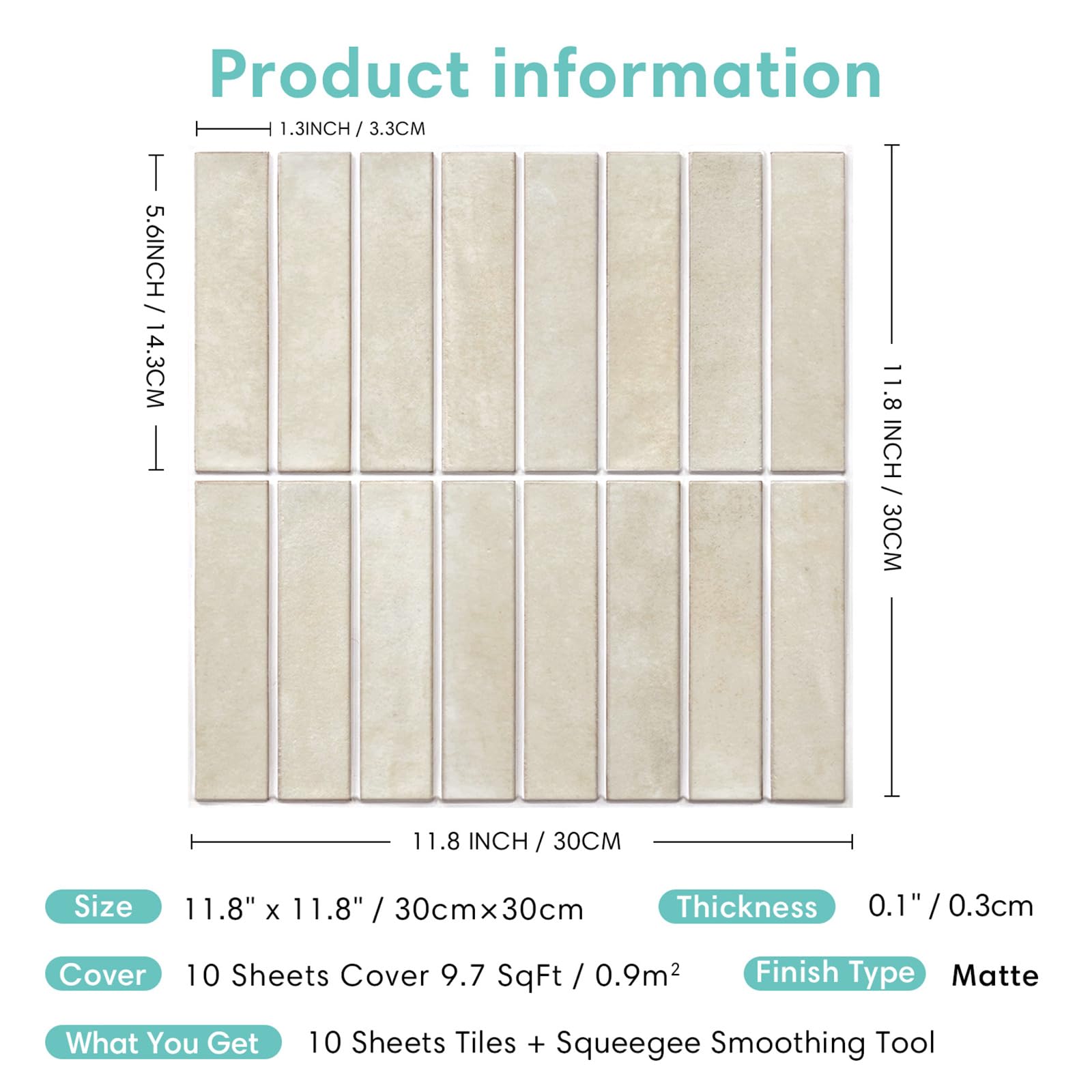 Commomy 10 Pcs Vintage Peel and Stick Tiles - 11.8"X11.8" Matt Ultra-Light Thin Linear PVC 3D Wall Panels Peel and Stick for Easy DIY Interior Wall Decor Matte