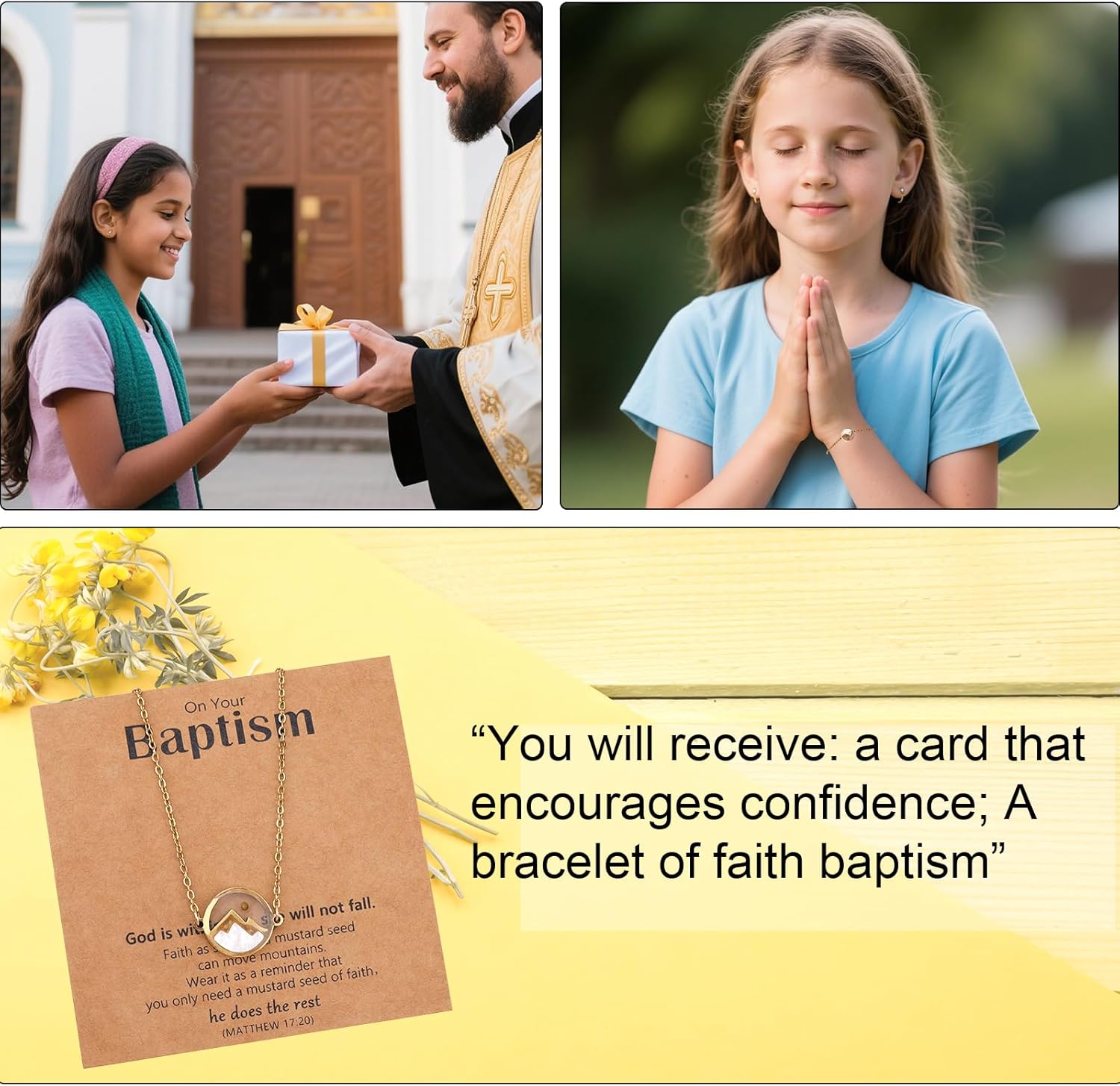 Mustard Seed Bracelet, Baptism Gifts Stainless Steel Mountain Mustard Seed Jewelry Christian Religious Faith Bracelet with Encouragement Card Christening Gifts Faith Jewelry - Image 7