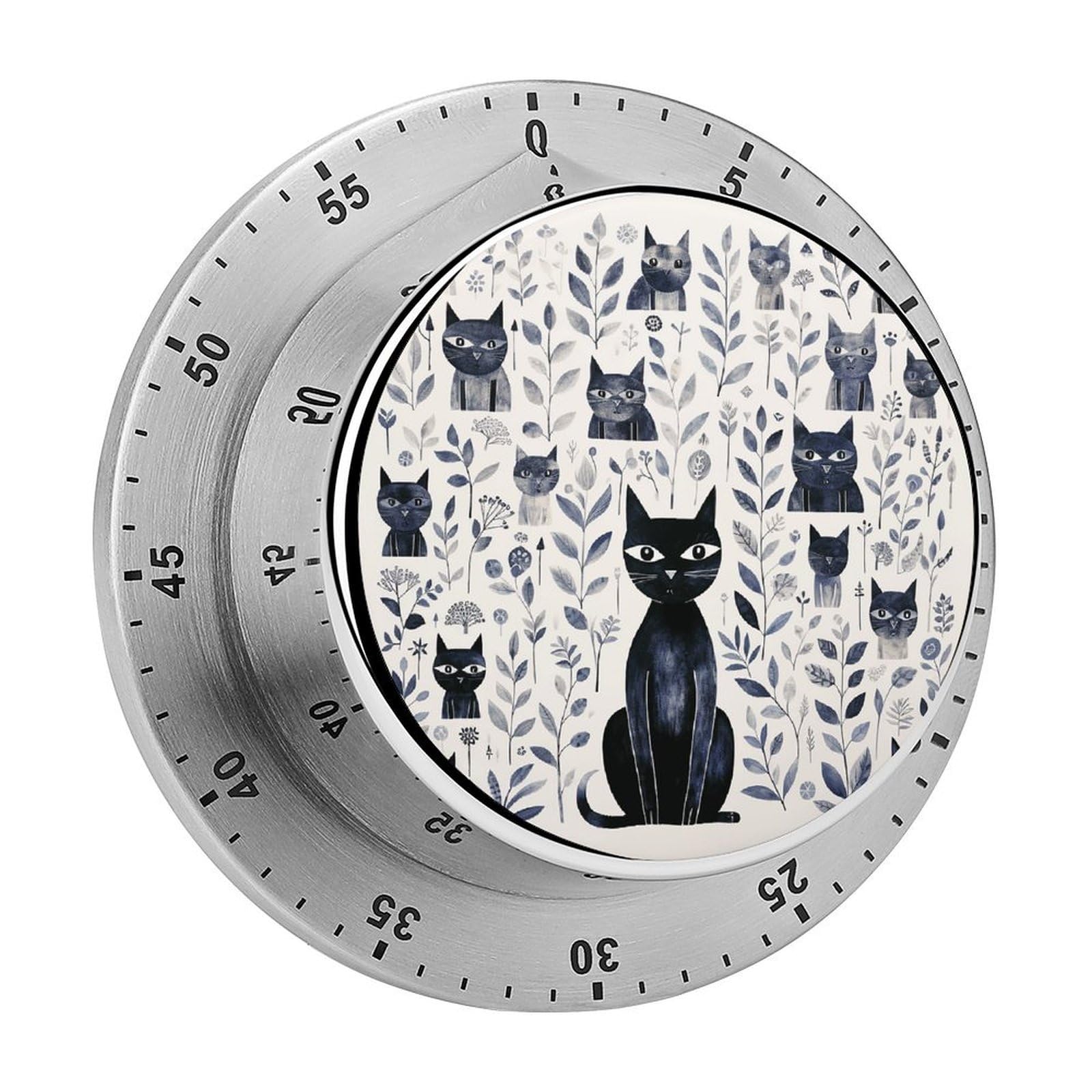 Temporizador de cocina magnético con alarma fuerte y funcionamiento mecánico de gato negro