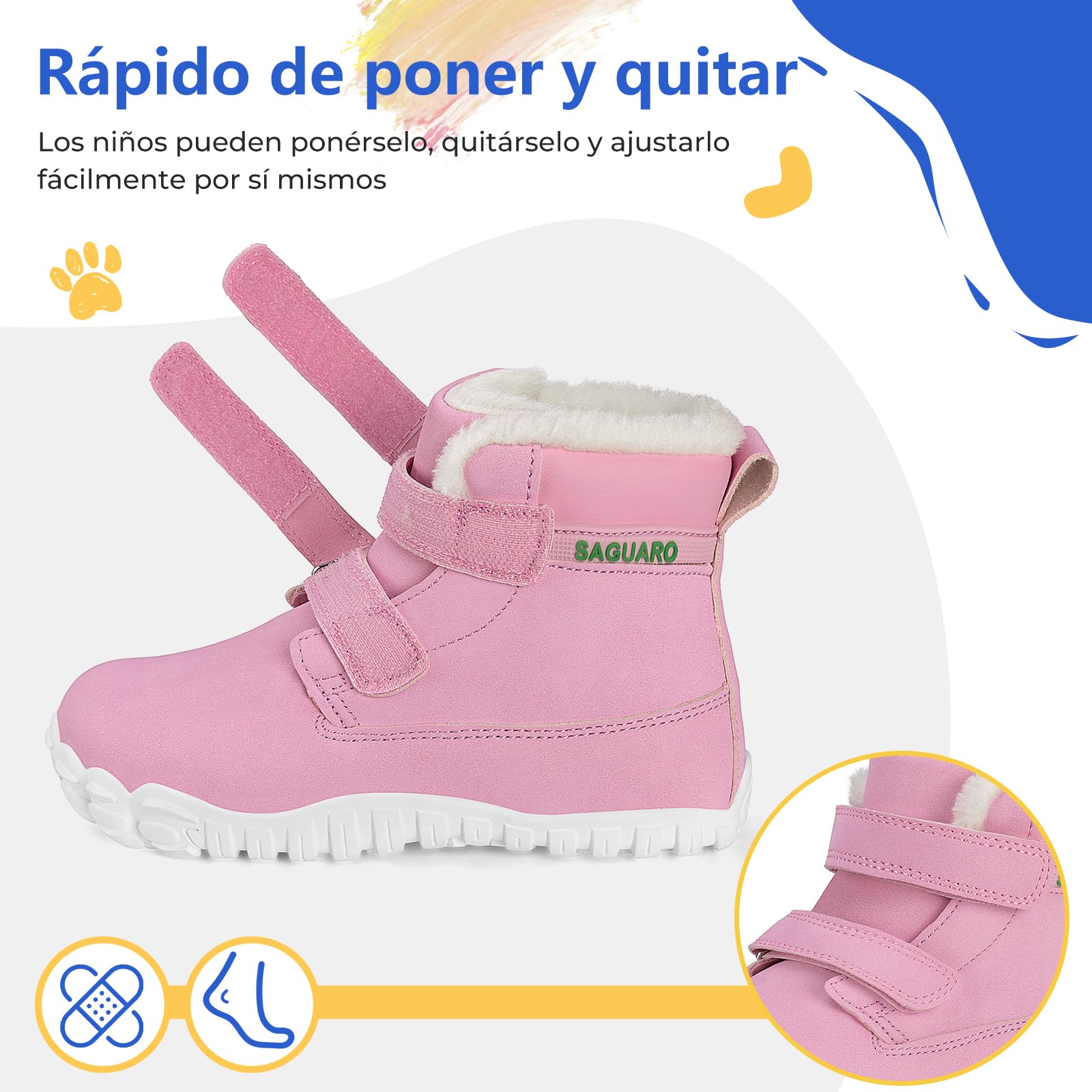 SAGUARO Zapatillas Barefoot Niño Niña Botas Nieve Abrigadas Ligera, 24-36