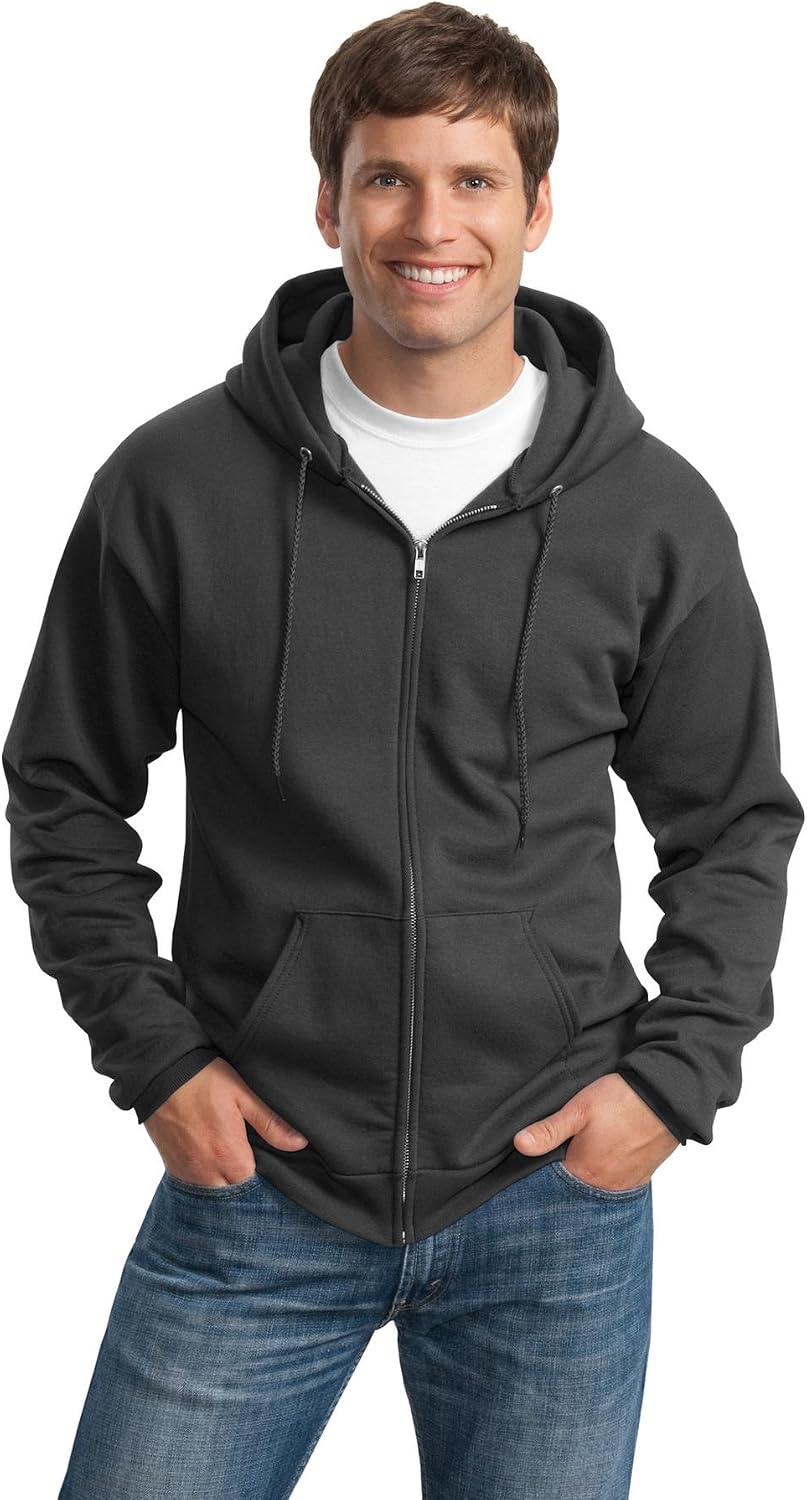Port & Company Men’s Classic Full Zip Hooded Sweatshirt — 4XL Royal Blue, Machine Washable