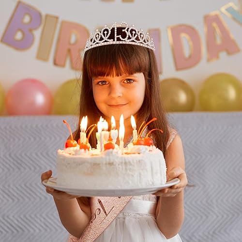 Miniatura 10 de FUNSACHY 13rd Birthday Sash & Rhinestone Tiara Set, 13 Year Old Birthday Gifts for Her Birthday Party Decorations for Girls