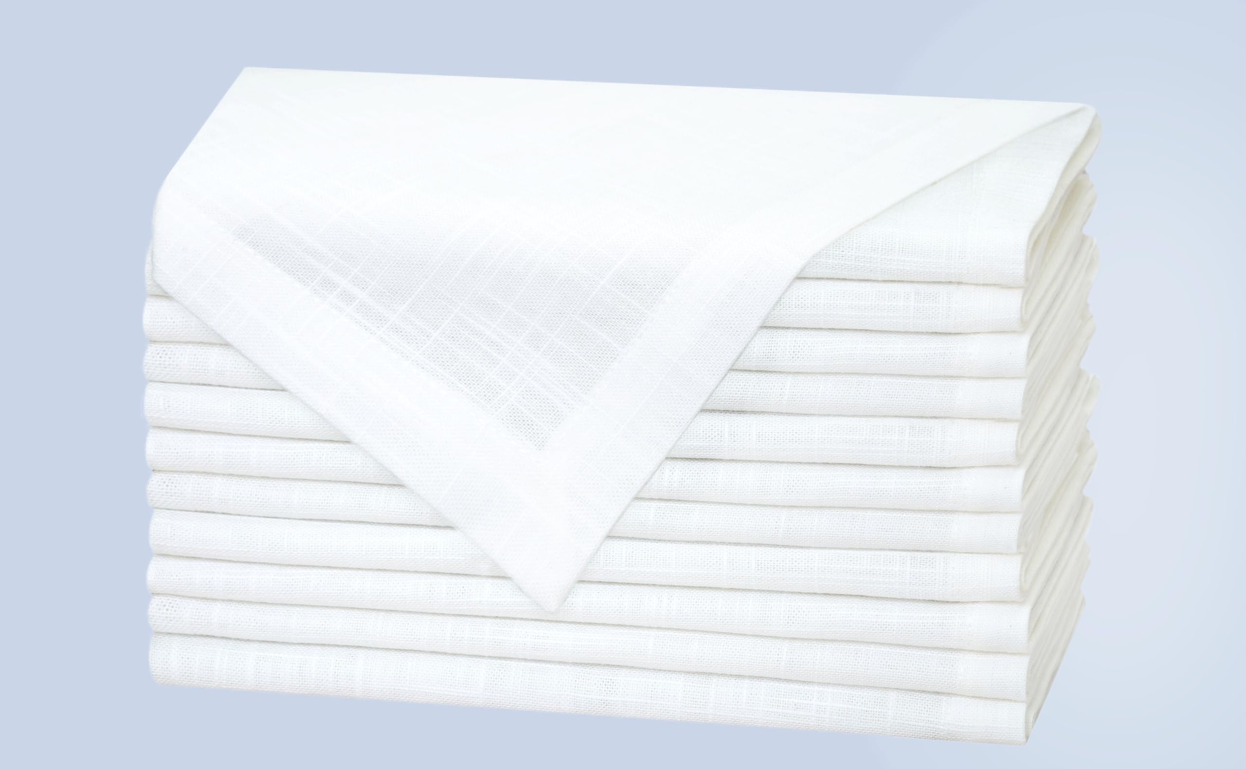 COTTON CRAFT White Dinner Napkins - Set of 12 Cotton Cloth Napkins - 17x17