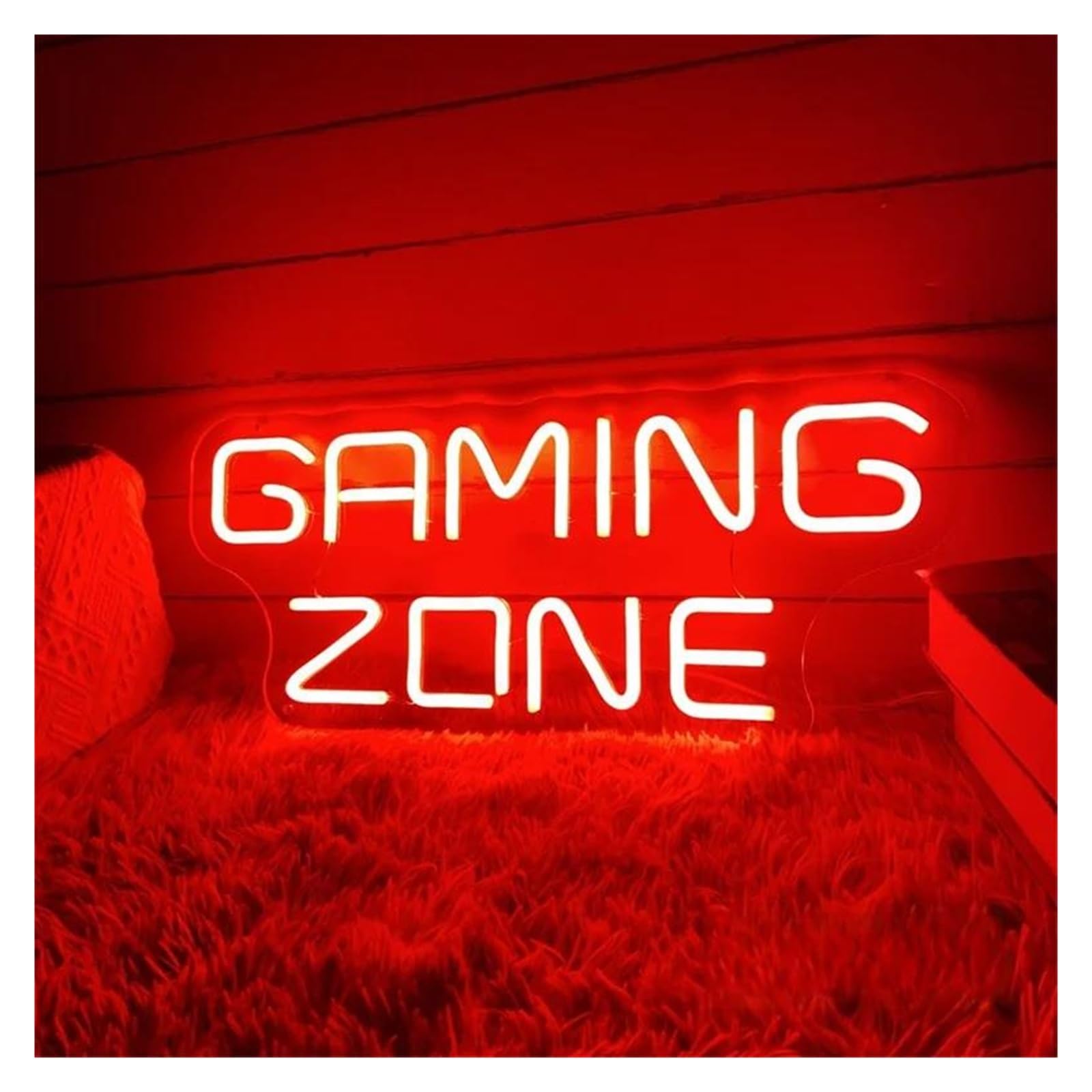 Insegna al Neon LED Gaming Zone Insegna Al Neon LED Decorazione Da Parete Per Sala Giochi Casa Camera Da Letto Decorazione Della Stanza Insegna Illuminata Lampada 40cmx17cm(Rosso)