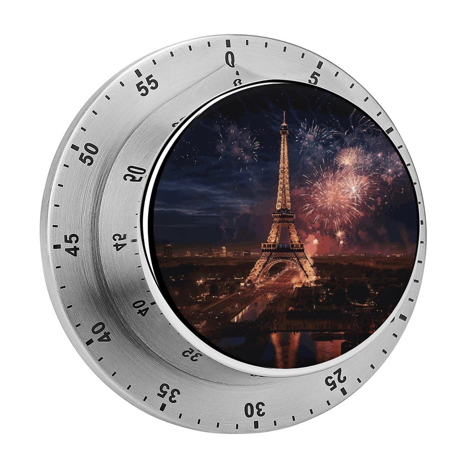 Eiffel Tower Fireworks Visual Timer Chef Cooking Timer Clock with Loud Alarm Mechanical Desk Timers Countdown Reminder Magnetic Exquisite Stainless Steel Body Timers