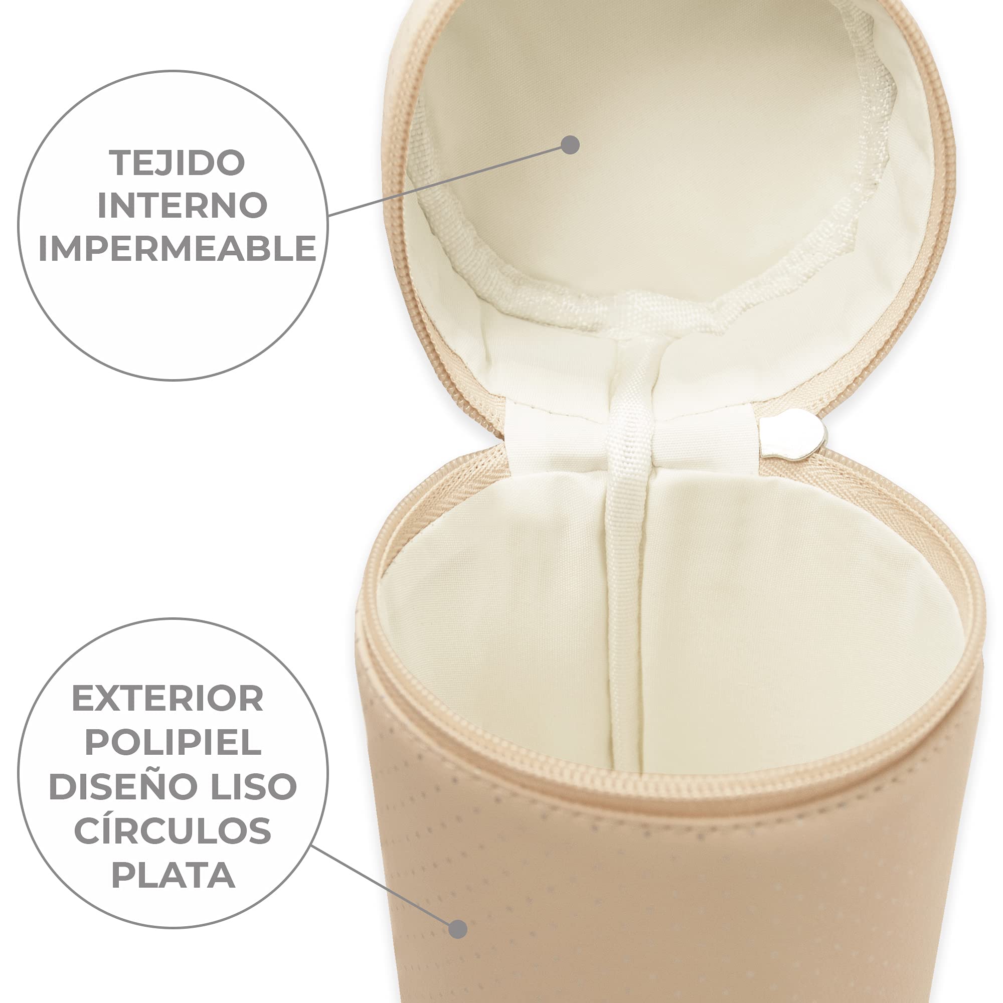 Duffi Baby Funda Portabiberones Polipiel. Bolsa con cierre de cremallera y asa.Limpieza facil. color Beige 0833-05