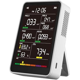 Professional Indoor Air Quality Monitor with AQI Alerts, Portable Real-Time Detector for Home, Car, Plants & Pets - Amazon product rated Grade A