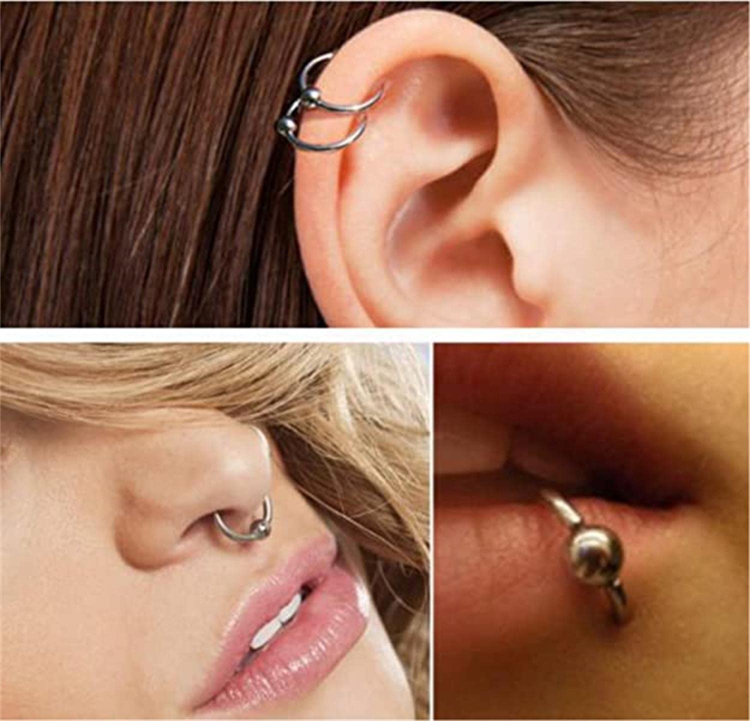 Briana Williams Septum Piercing Aro Nariz Herradura Acero Quirurgico 16G Helix con Bolitas Pendientes de Oreja Plata 6/8/10/12mm — view 8