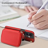 Vista 13 de Bocasal Funda tipo cartera cruzada para iPhone 12/12 Pro, funda de piel con bloqueo RFID y soporte para tarjetas, funda protectora con cremallera