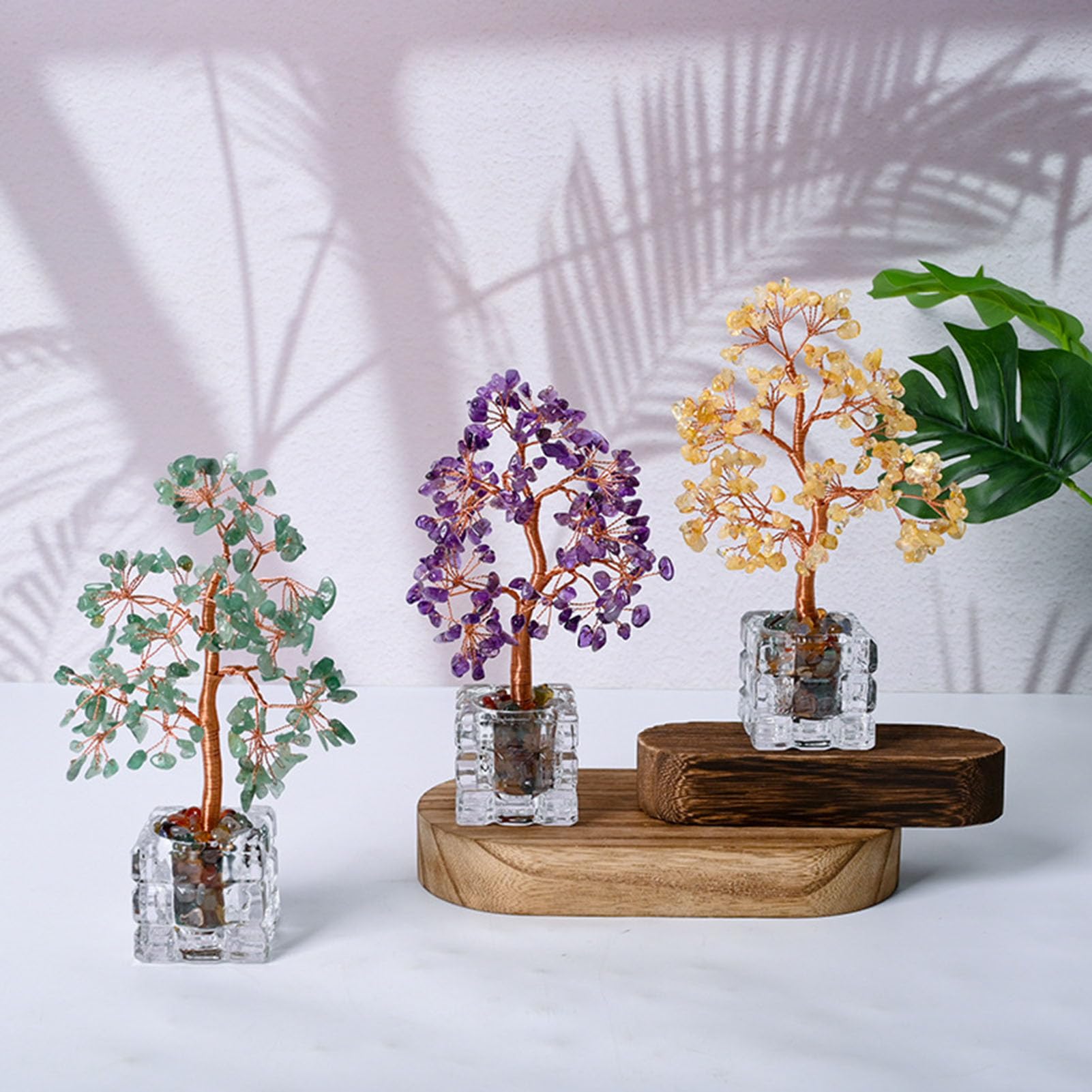 Albero dei Soldi in Cristallo Naturale per Ufficio, casa, Stanza, scrivania, Meditazione, energia positiva, Cristalli Feng Shui, Pietre curative, Fortuna, ricchezza, Chakra, Alberi,B