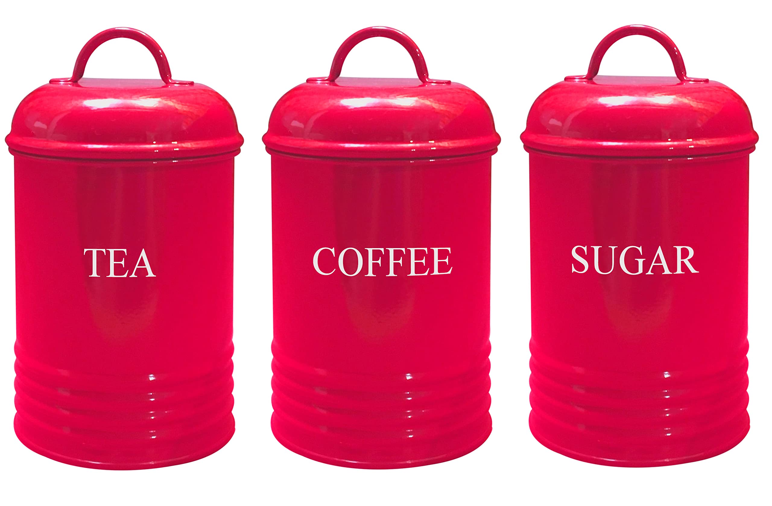 Storage Jars Bread Red Tea Coffee Sugar Canisters Argos Set Of Tea