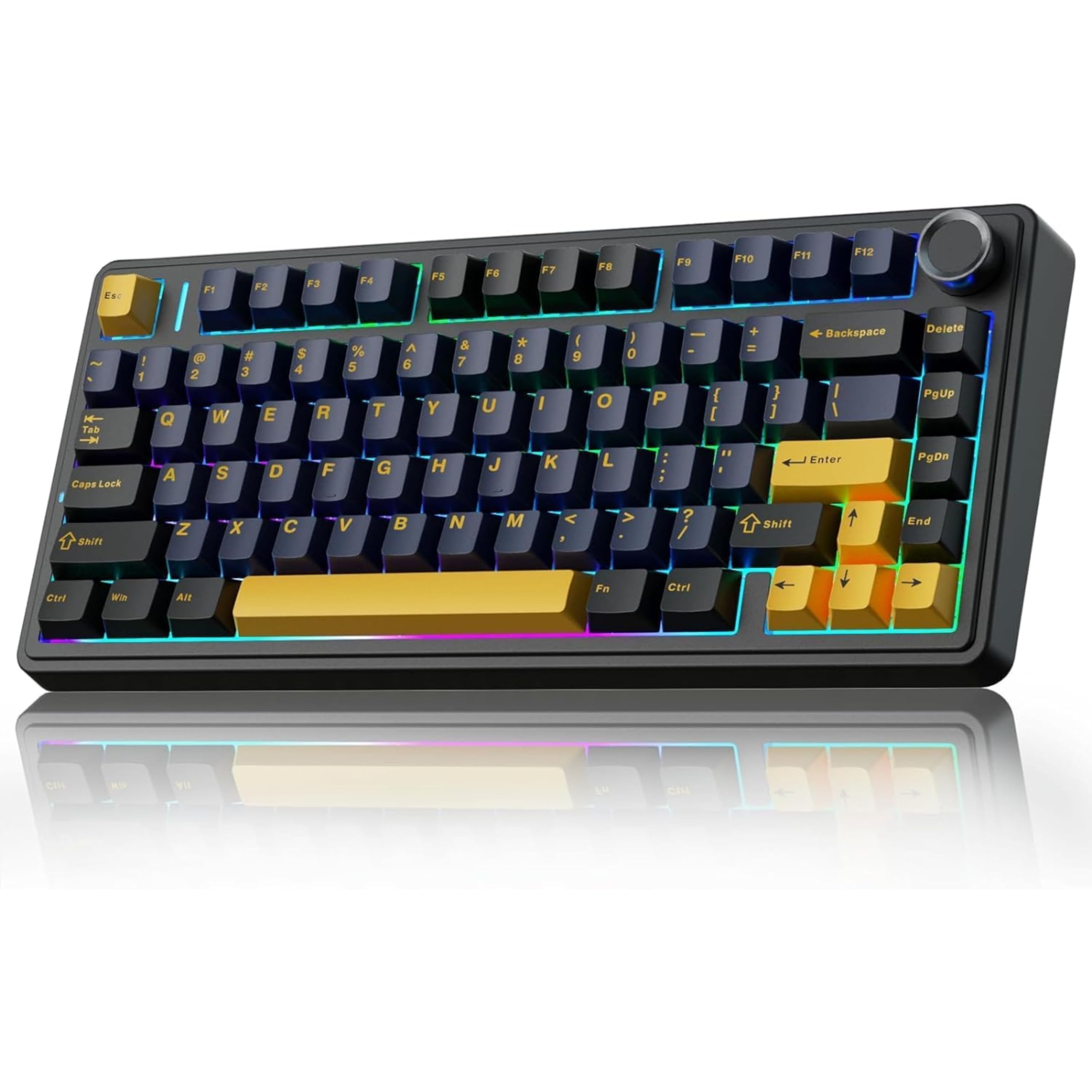 AULA F75 75% Wireless PBT Keycaps Mechanical Keyboard | Hot Swappable, Pre-lubed Linear Switches | RGB Backlit, 2.4GHz/Type-C/Bluetooth Gaming Keyboard (Thunder Black, Star-Vector(Seiya) Switch)-image-16