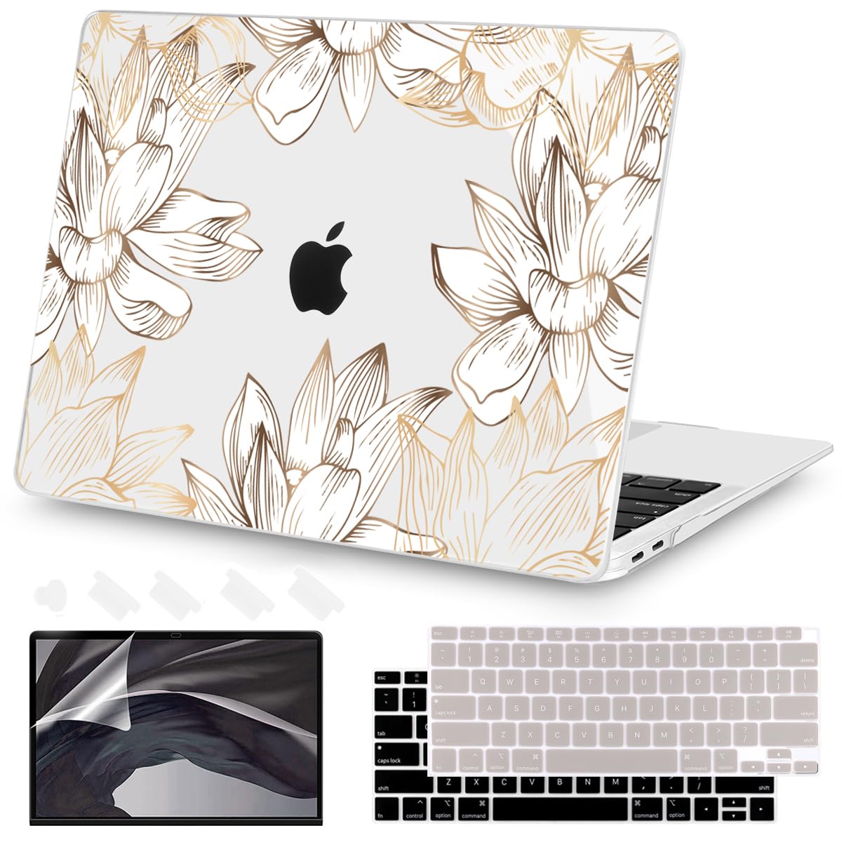 Teryeefi for MacBook Air 13 inch Case M1 2021 2020 2019 2018 Release (A2337 A2179 A1932 Retina Display with Touch ID), Plastic Hard Shell Case &