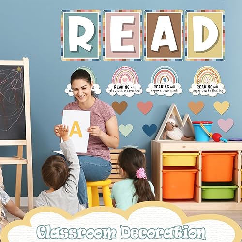 Miniatura 5 de Decoración de esquina de lectura decoración bohemia para aula, jardín de infantes, escuela primaria y secundaria, tablero de anuncios y decoración