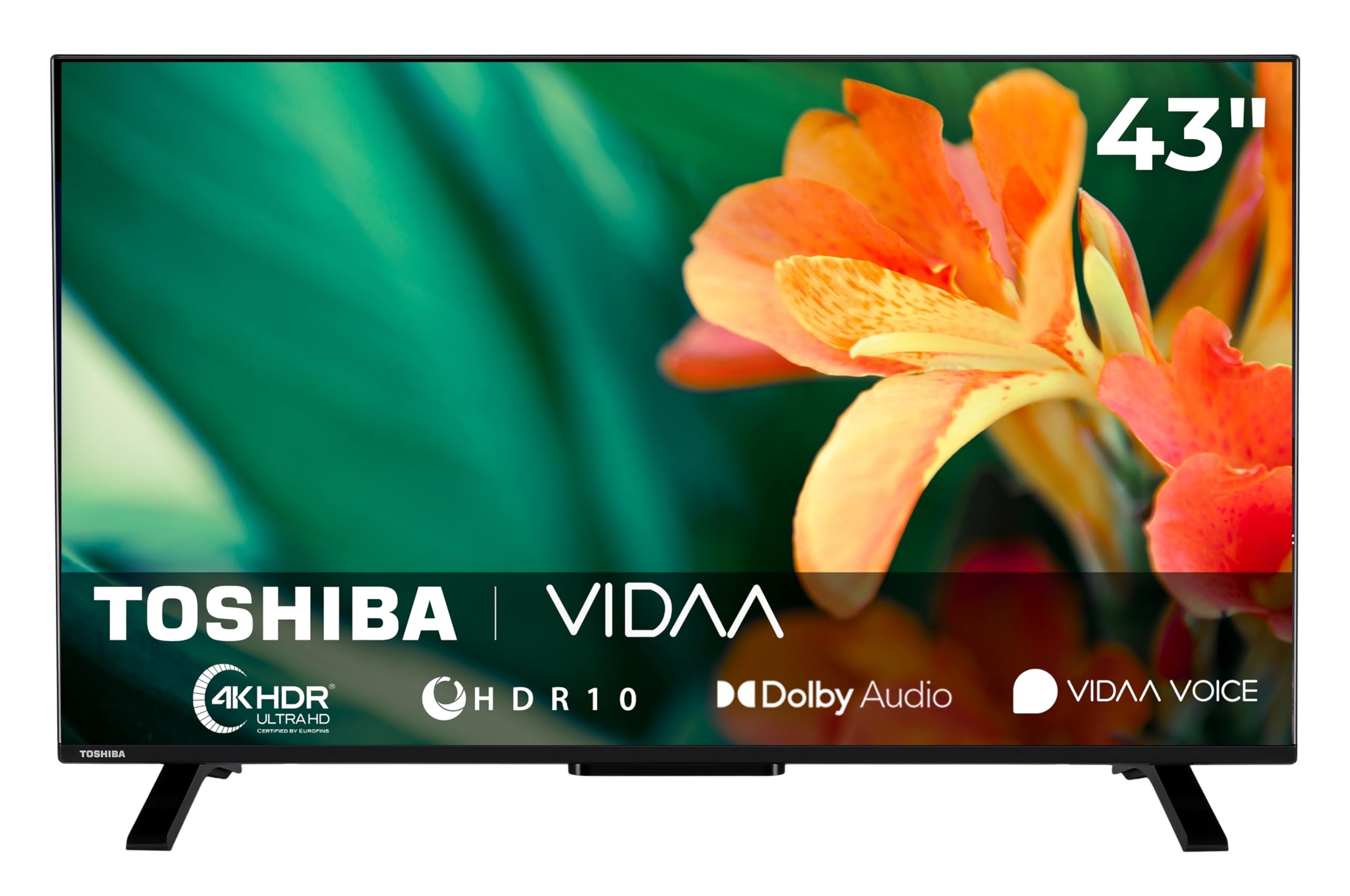 Toshiba 43UV2363DA Fernseher Smart TV VIDAA 4K UHD Fernseher HDR Smart TV mit integriertem Triple-Tuner 43 Zoll
