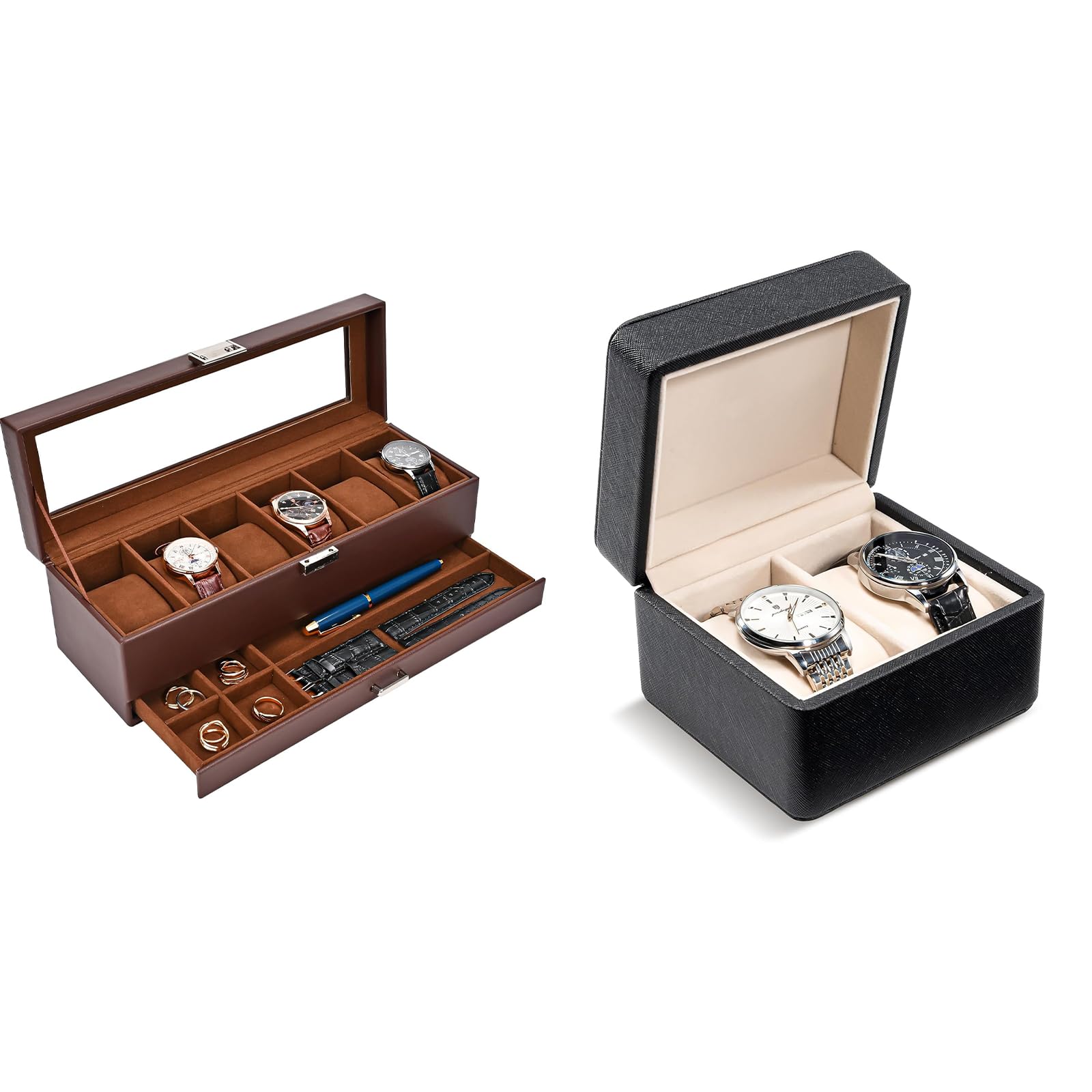 Amazon.com: ProCase Watch Box Bundle with 2-Slot Travel Watch Case ...
