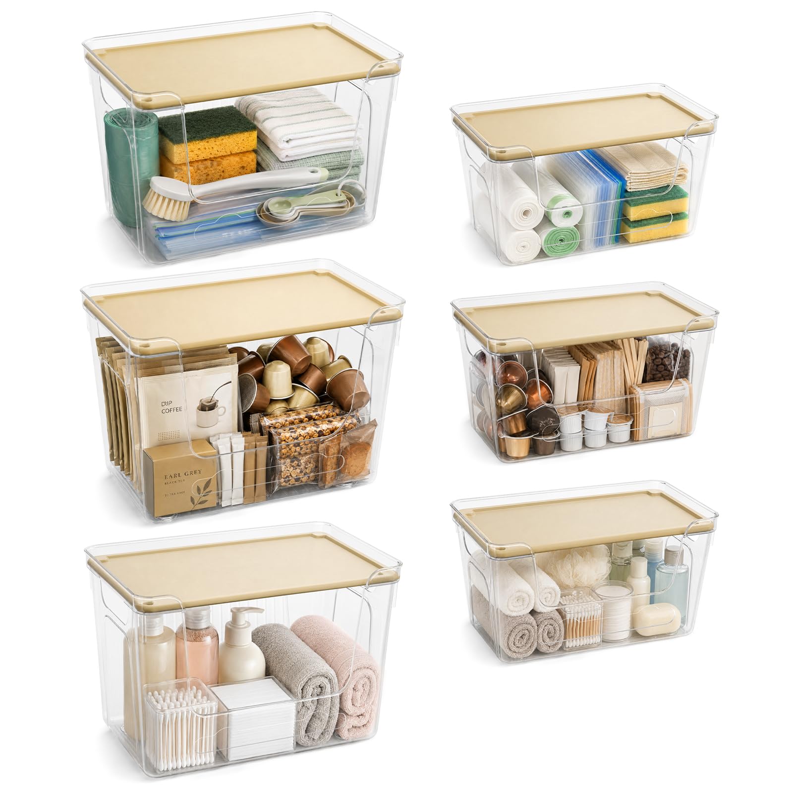 Distributeur de sacs poubelles, lot de 6, 3 grands et 3 petits bacs