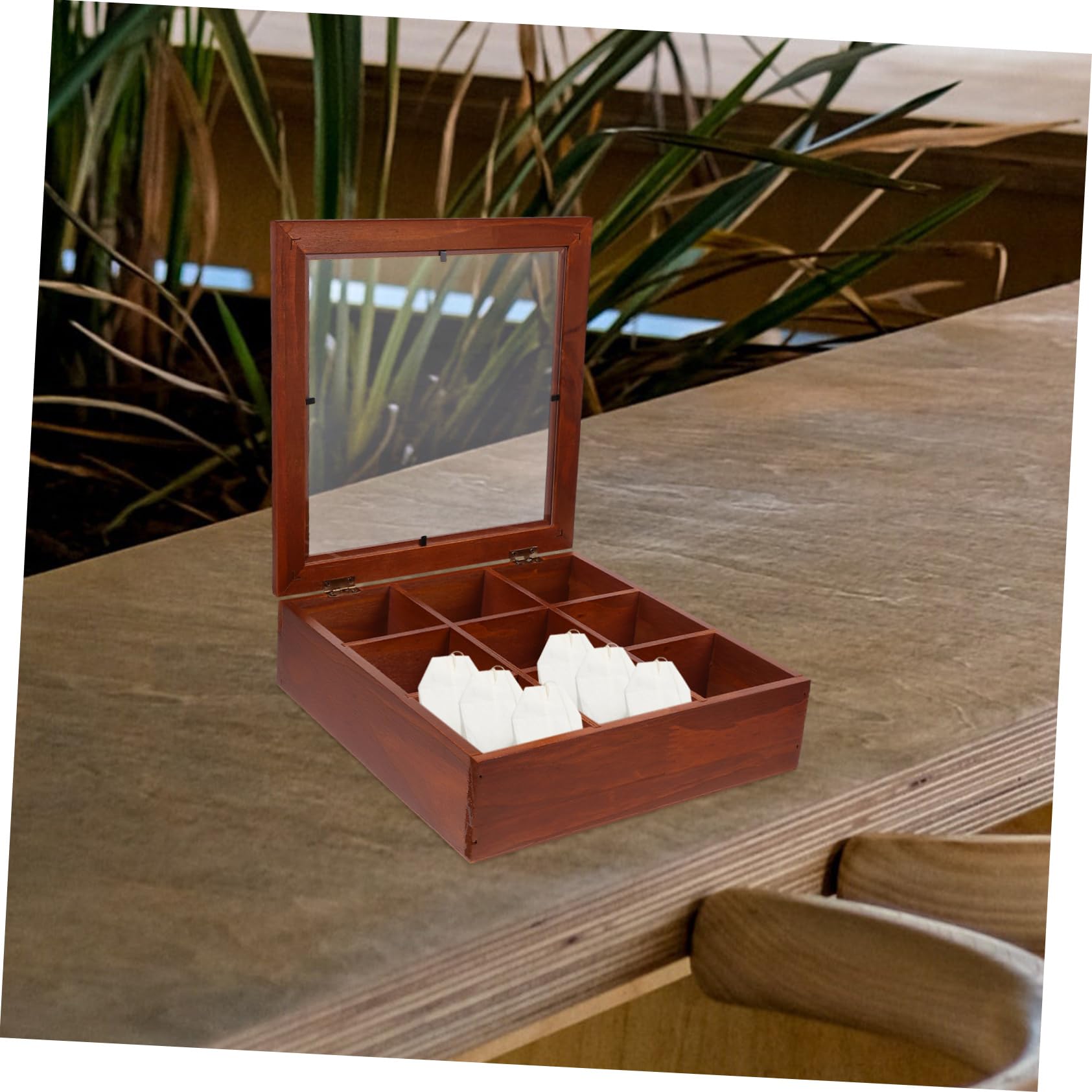 Boîte à Thé Compartimentée en Bois 9 Compartiments