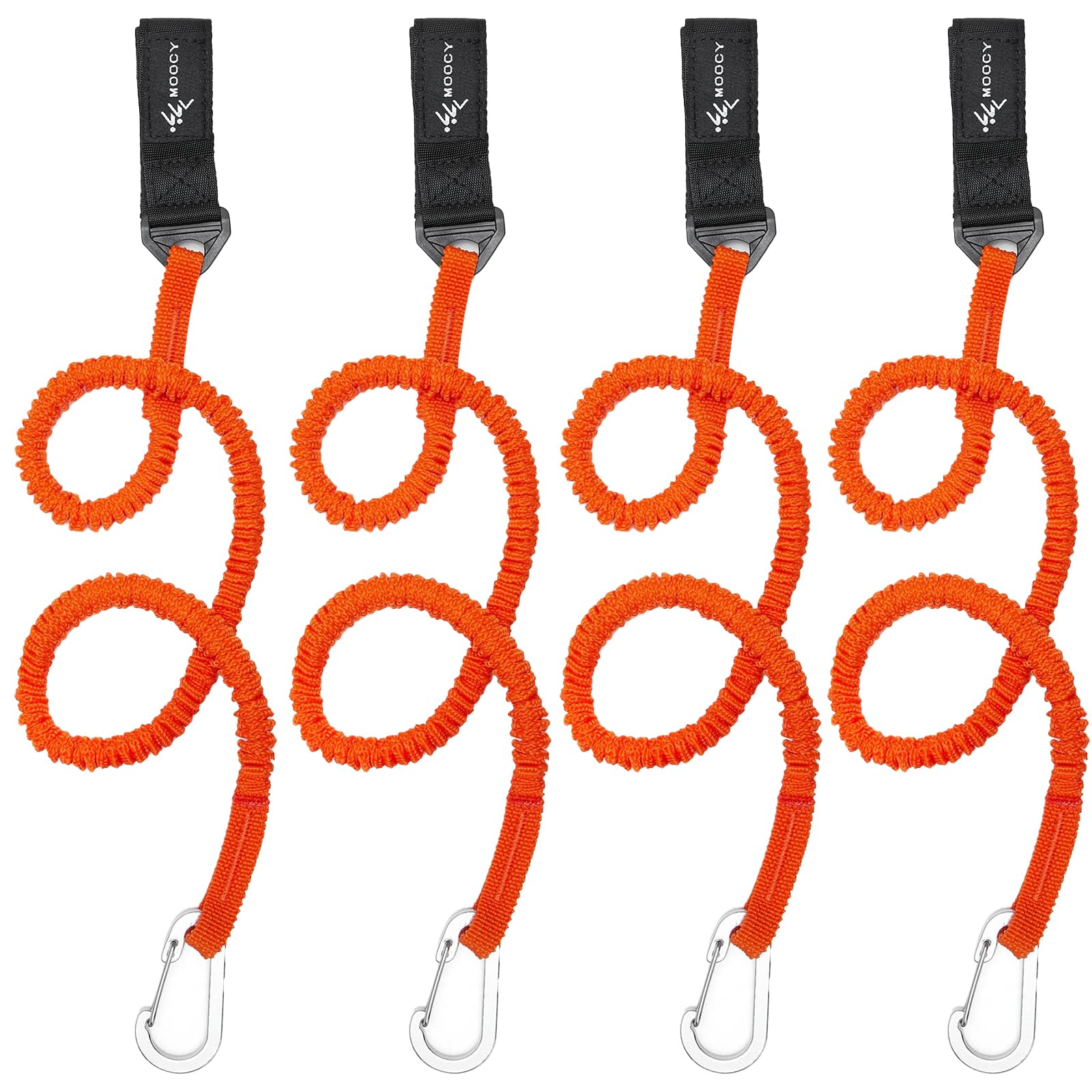 MOPHOEXII Kayak Paddle and Rod Leash - Stretchable Coiled Lanyard Fishing Accessory for Kayaks and Paddles - Orange 4 Pack