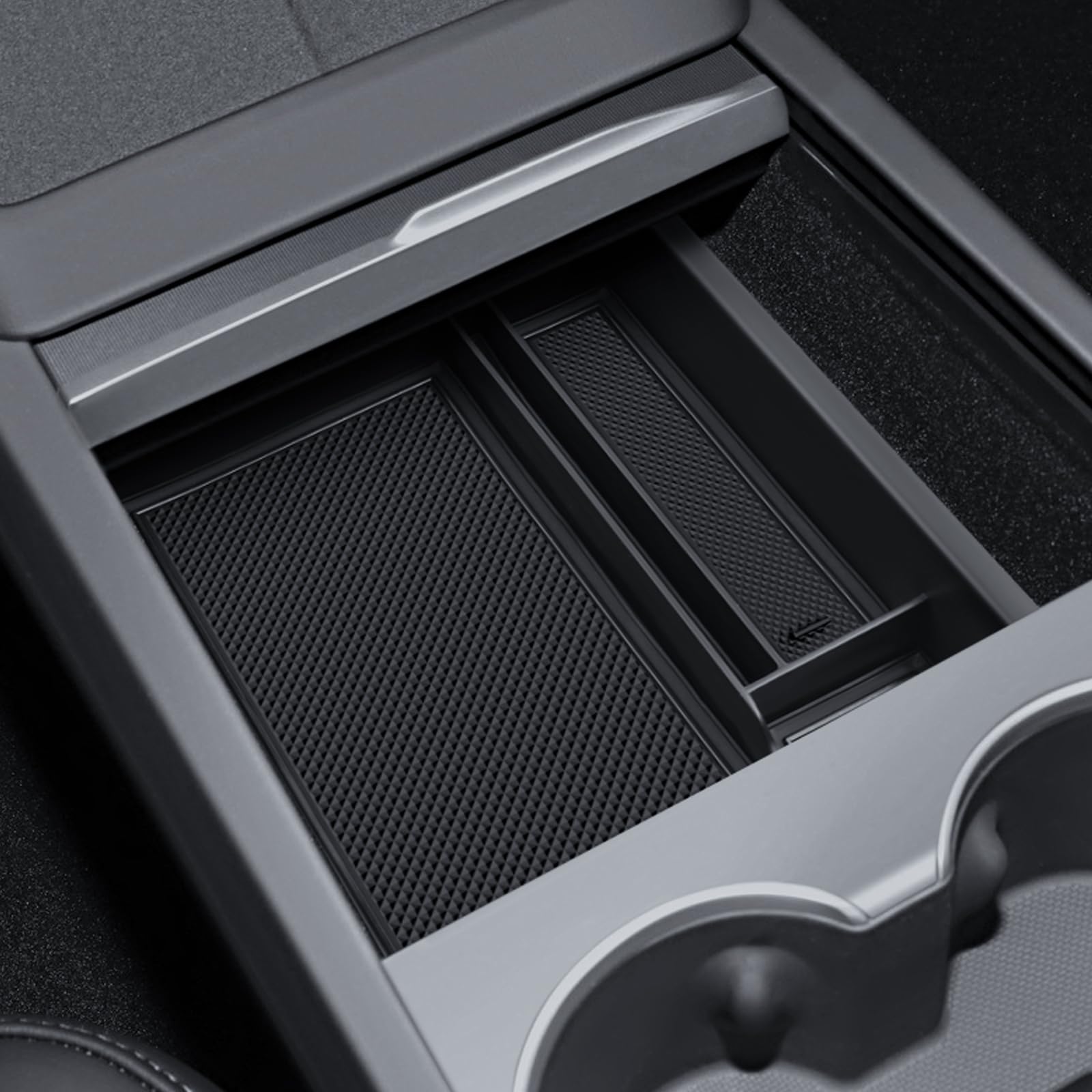 Organizador de Consola Central para Tesla Model Y 2025-2026 y Model 3 2024-2026 Caja de Almacenamiento con Material Aterciopelado Tesla Juniper Highland Accesorios