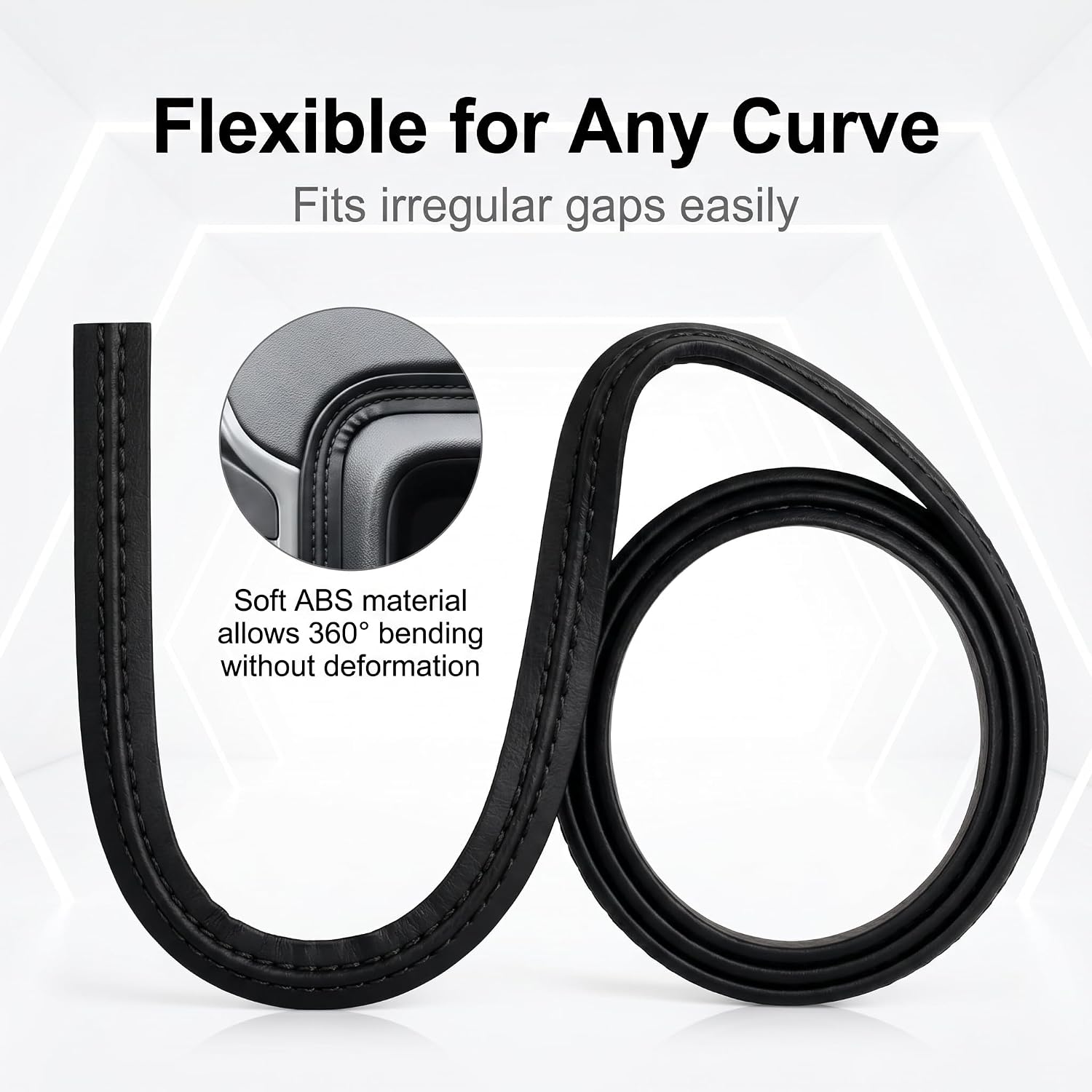 Car Interior Trim Strip, 78.7 Ft Flexible Gap Filler Molding Line, Cuttable DIY Decoration Strip Garnish for Door & Air Outlet & Dashboard, Self-adhesive Accessory for Most Cars (Black)