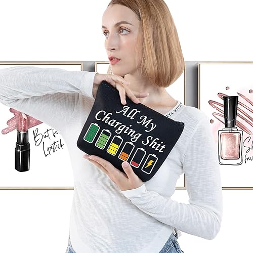 Miniatura 3 de LEVLO Bolsa de accesorios de viaje para electrónica de viaje, cargadores de regalo, regalo de todos mis cargadores de carga, Bolsa de maquillaje de