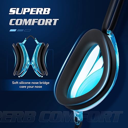 Miniatura 6 de Portzon Dynamics - Gafas de natación antiniebla, transparentes, sin fugas, para adultos, hombres y mujeres, color azul