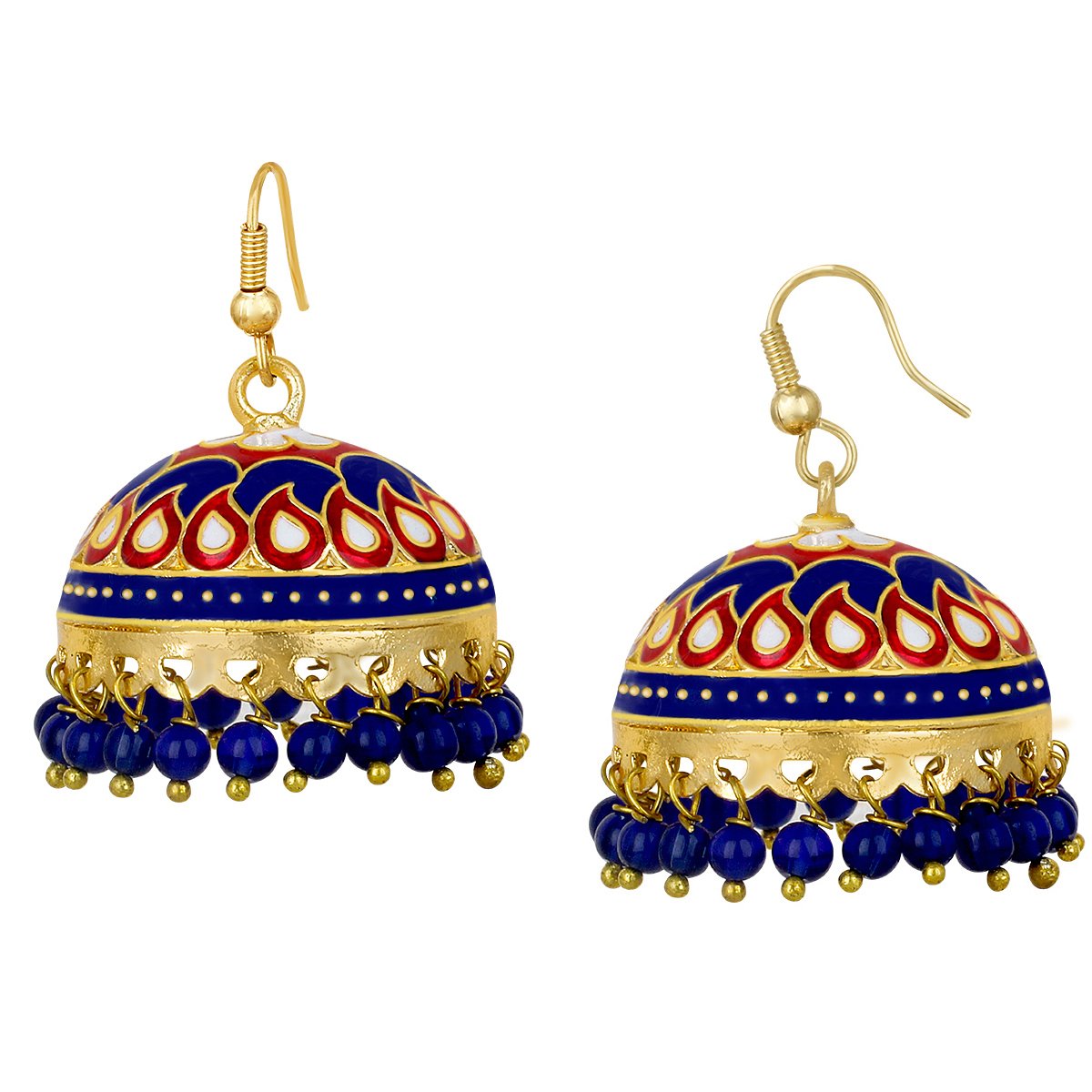Spargz Festival Special Enamel Dome Shaped Violet Meenakari Worked Gold Plated Beads Fish Hook Jhumki Earring For Women (B0759JCTX9) Amazon Price History, Amazon Price Tracker