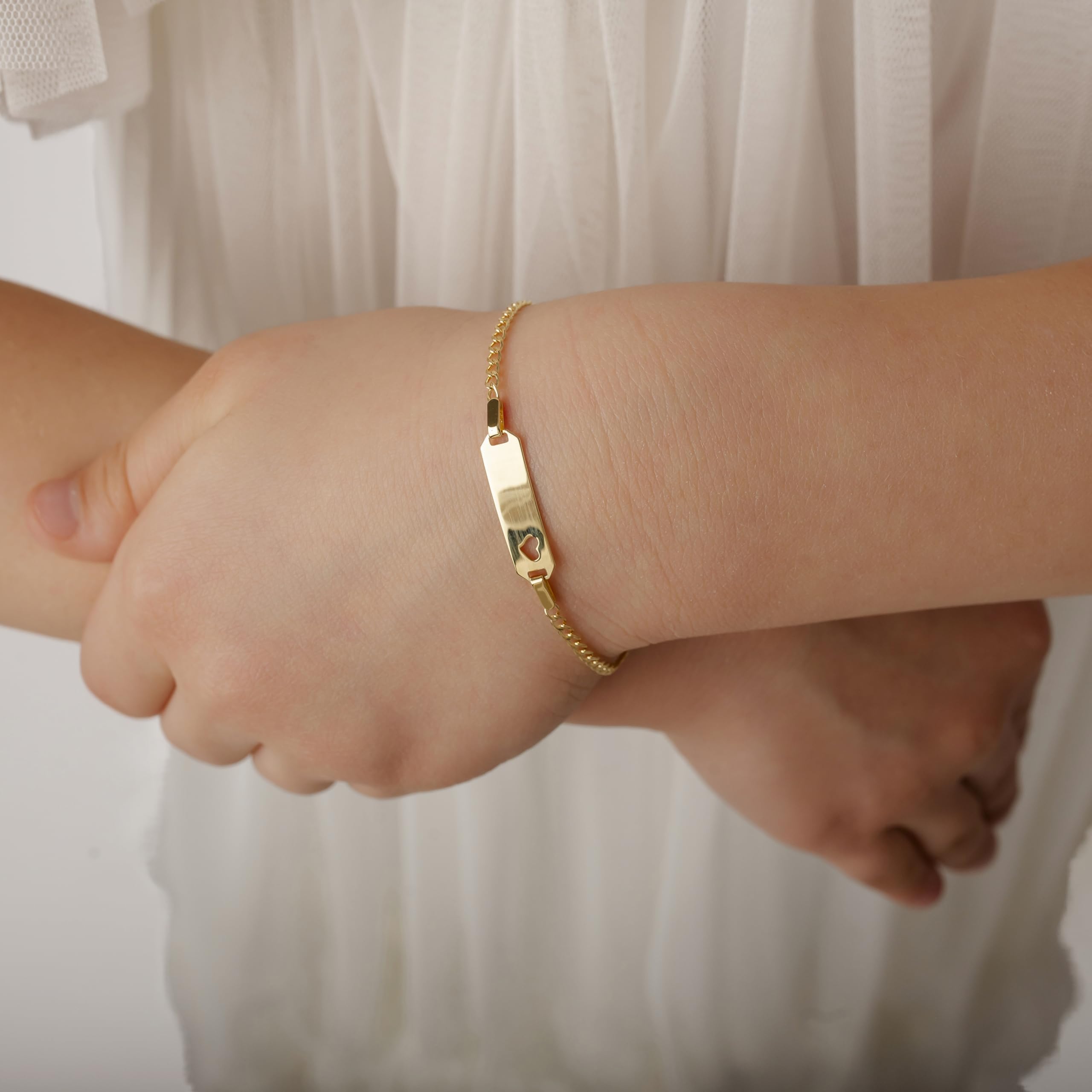 Sakrami Bracciale Holly con Cuore in Oro per bambina e bambino + Idea Regalo per Bambina e Ragazzina per Nascita, Battesimo e Comunione Occasioni Speciali + Confezione regalo