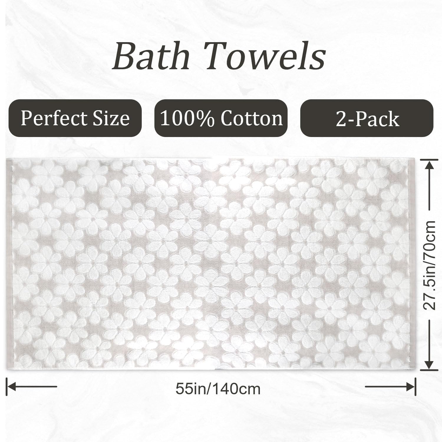 Jacquotha Soft Bath Towels 2 Pack, Super Absorbent Shower Towels 27.5x55 Inches — product photo