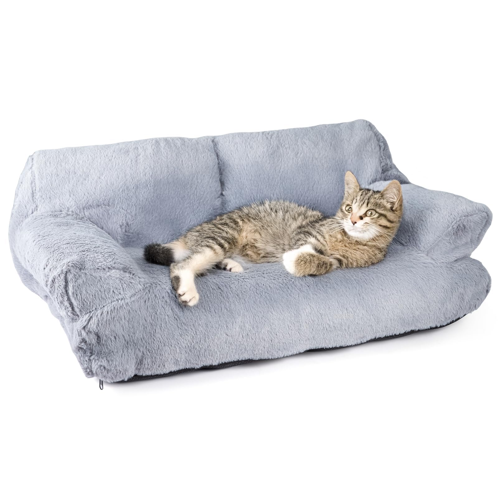 Fluffy Cat Bed and Dog Bed for Indoor Pets โ Removable, Washable, Soft and Cozy Pet Bed for Cats and Small Dogs, Plush Cushion for Resting and Sleeping, 75 x 46 x 25 cm (Gray)