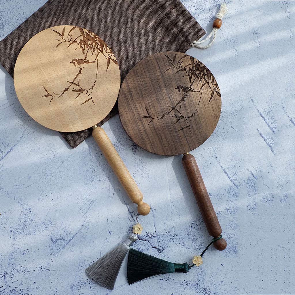 Specchio da Trucco Manico in legno massello Specchio cosmetico portatile portatile tenuto a mano salone di bellezza a mano con manico specchio in legno ad alta definizione Specchio Cosmetico ( Color :