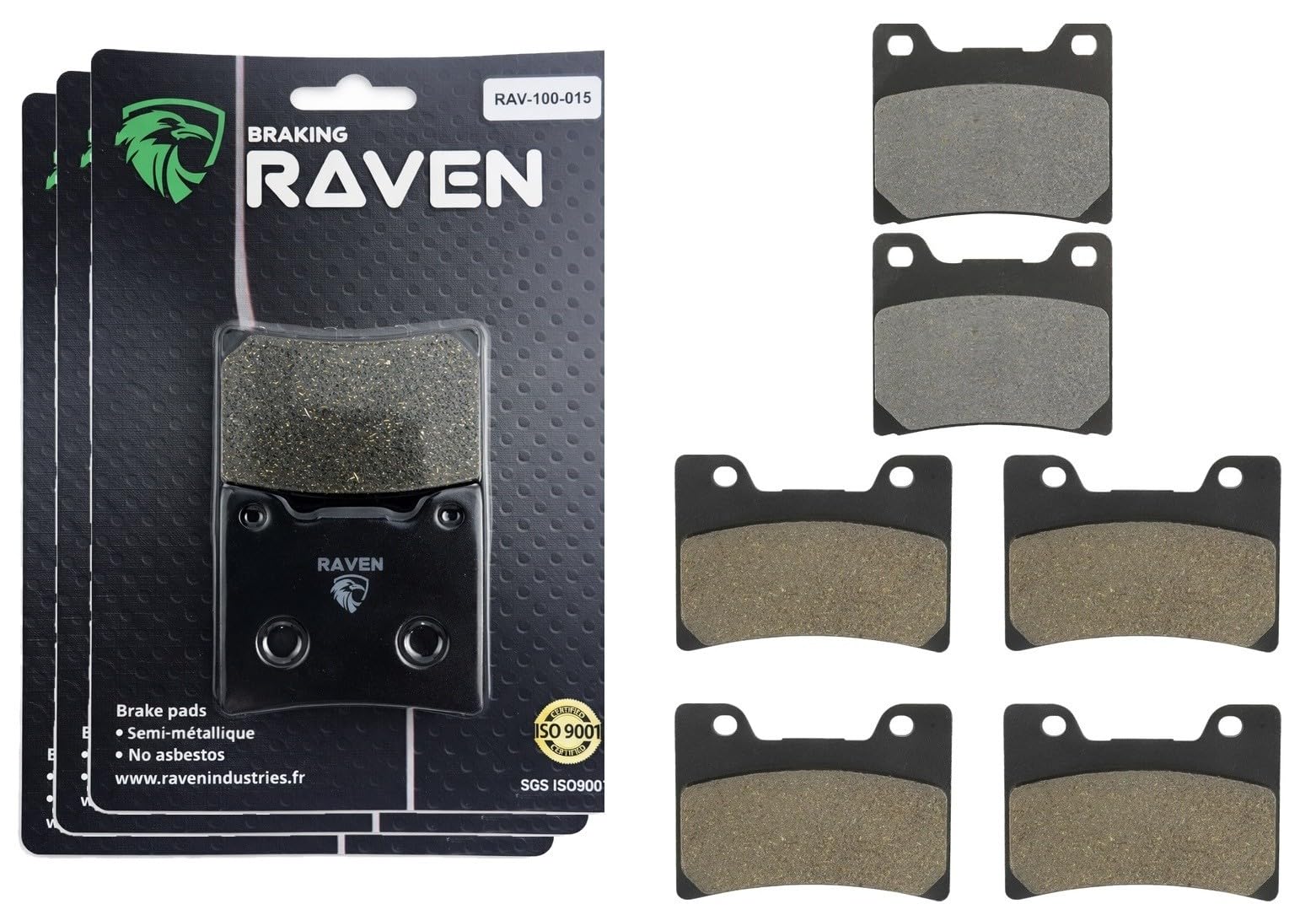 RAVEN 3 Kit plaquettes frein Av G, Av D et Ar Compatible pour Yamaha FZ 750 Genesis de 1990 à 1991