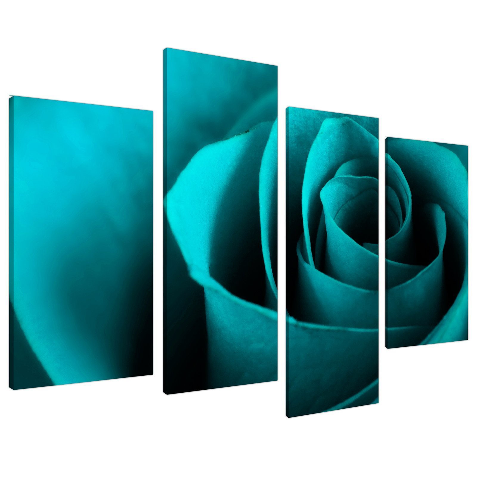 Wallfillers Large Teal Turquoise Floral Canvas Wall Art Pictures XL Prints 4109