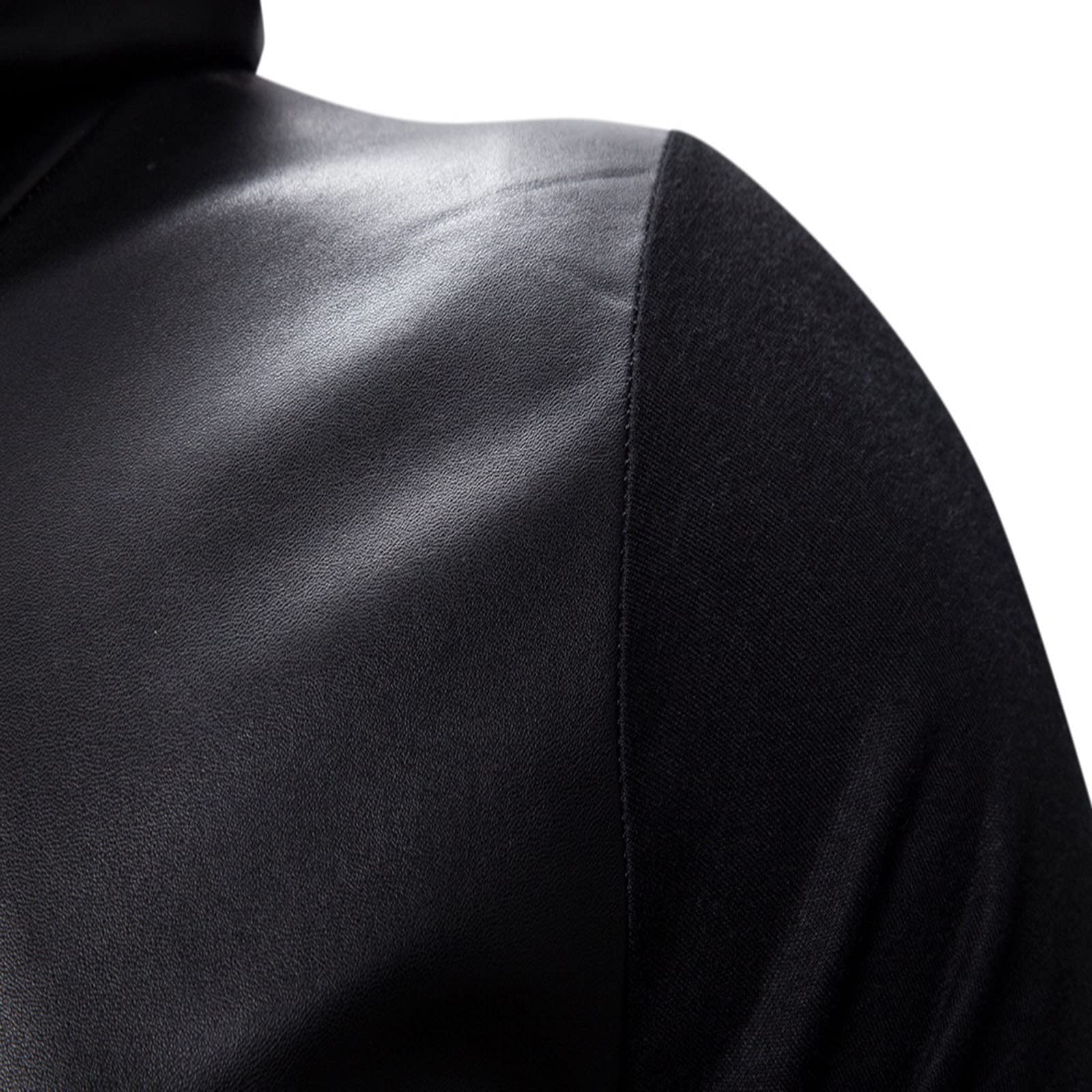 Pull en Cuir Veste Top, Veste de Moto en Cuir pour Hommes à Capuche Fermeture éclair Mode Vintage Décontracté Extérieur Coupe-Vent Veste Manteau