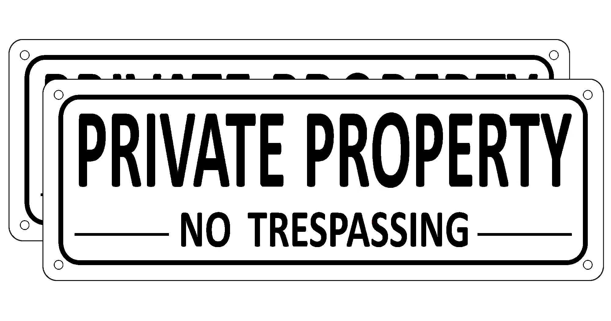 Private Property Sign (2 Pack), Aluminum No Trespassing Sign for House, 10" x 3.5" Metal No Trespassing Signs Private Property Signs Outdoor for Yard