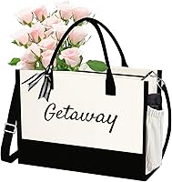 Vista 1 de JOJHDR Phrase Canvas Beach Bag,Zipper and Slide Pockets,Stylish Canvas BagShoulder Strap and Bottom Support, Office Handbag