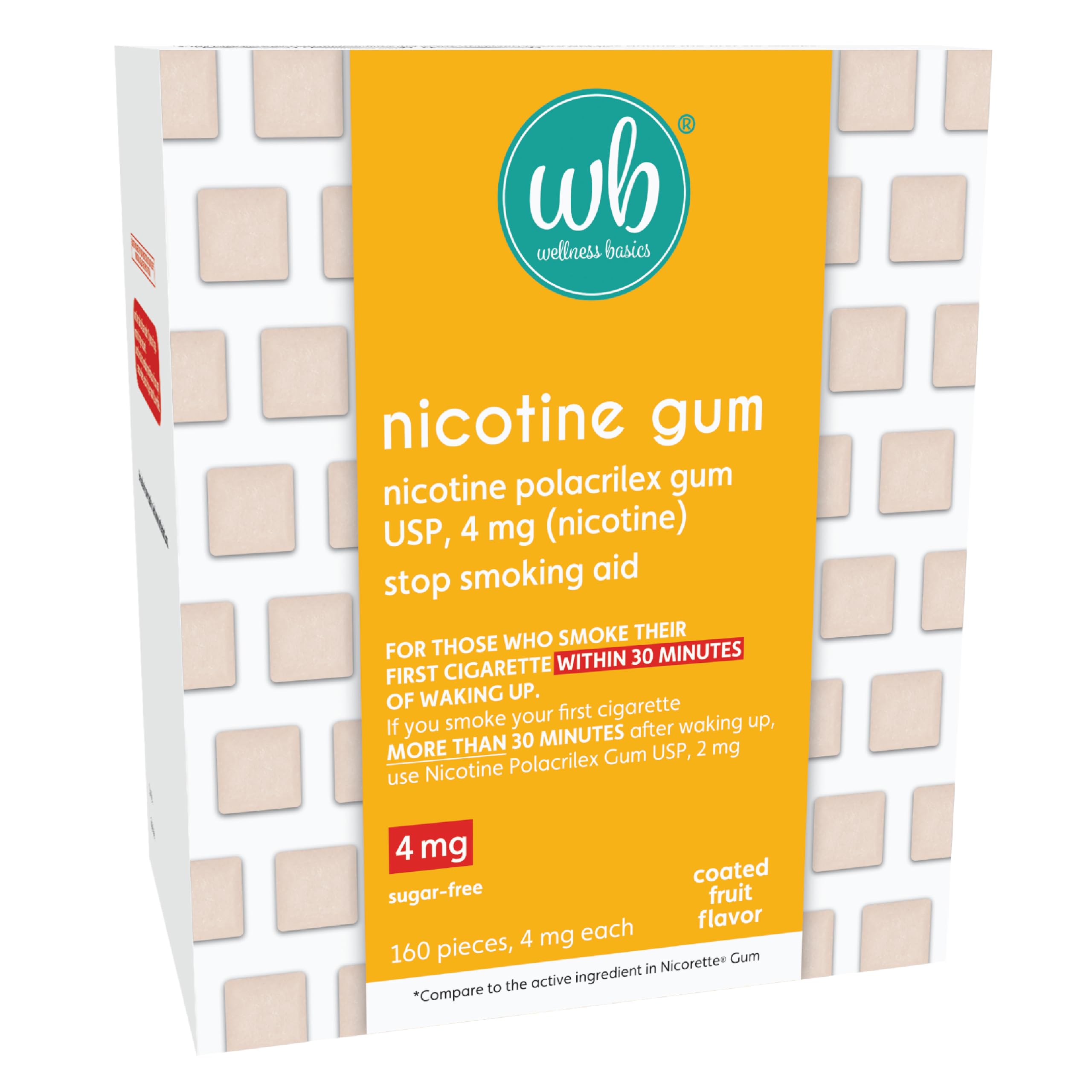 Amazon.com: Wellness Basics Nicotine Gum 4mg | Stop-Smoking Aid | Fruit  Flavor | 160 Count