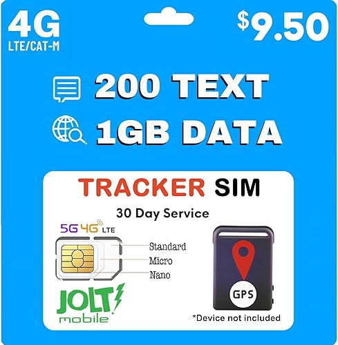 Jolt Mobile $9.50 AT&T 4G LTE GSM Tarjeta SIM para rastreadores GPS  Dispositivo de seguimiento de automóviles para niños mayores de mascotas