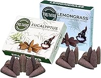 Vista 6 de TRUMIRI Conos de incienso de reflujo – Paquete combinado de 20 conos de incienso en cascada – 10 limoncillo + 10 eucaliptos – Conos de incienso