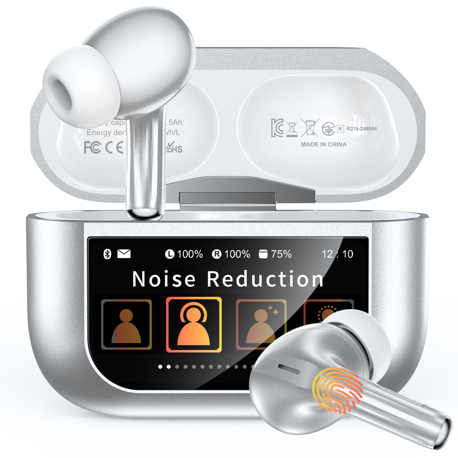 Bucephalus Wireless Earbuds, Ear Buds Active Noise Cancelling with Smart Charging Case, Bluetooth 5.4 Headphones, 48H Playtime &amp; Bass Stereo Sound, Compatible with iPhone, Android, Pad - Sliver