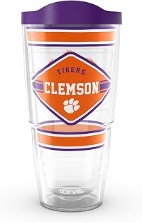 Clemson Tigers - First String Made in USA Double Walled Insulated Tumbler Travel Cup Keeps Drinks Cold & Hot, 24oz, Classic