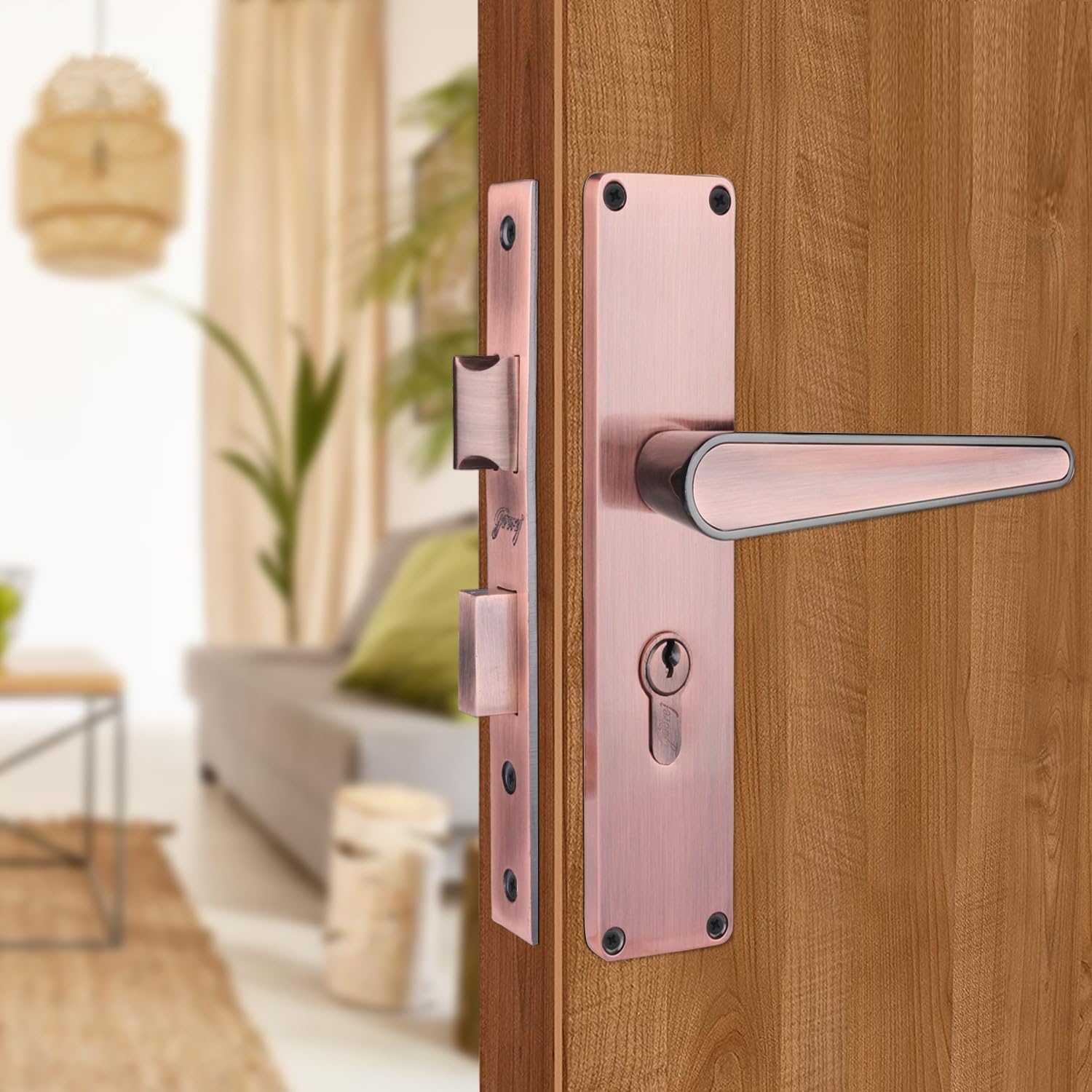 Godrej Mortise Lock I Mortise Door Handle Lock for Main & Internal Door in Residential & Commercial Spaces I NEH 19-1CK I Black Antique Copper Finish 20cm / 8Inches Handle, with Lock Body & 3 Keys (B0CHFT1N78) Amazon Price History, Amazon Price Tracker