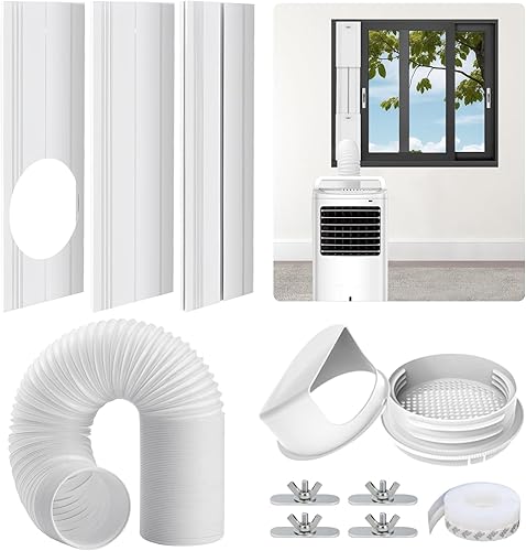 Kit de ventilación de ventana de aire acondicionado portátil, con manguera de escape de 5.9 pulgadas, 3 placas de sellado deslizante, acoplador