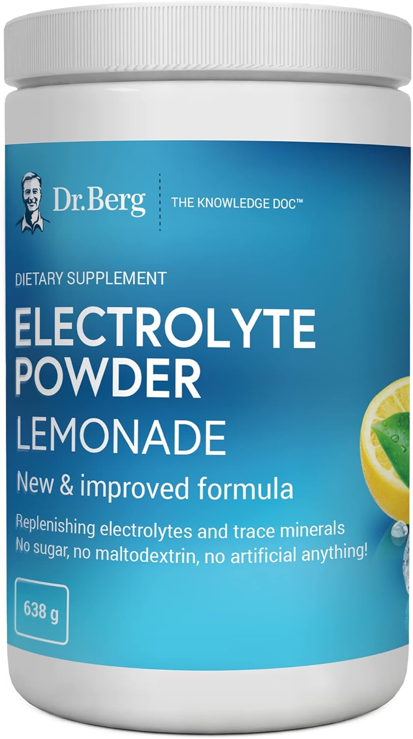 Dr. Berg's Electrolyte Powder Lemonade - Hydration Drink Mix Supplement Helps Replenish & Rejuvenate Your Cells Keto-Friendly - NO Maltodextrin or Sugar - No Ingredients from China - 100 Servings : Health & Household