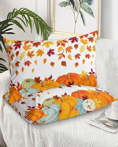 Miniatura 2 de Fundas de almohada naranjas de Acción de Gracias, tamaño Queen, 2 paquetes de fundas de almohada suaves para sofá, sofá, cojín lumbar de cuerpo